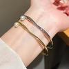 Pearl Bangle Bracelet With Gold Plating For Elegant Office And Casual Wear