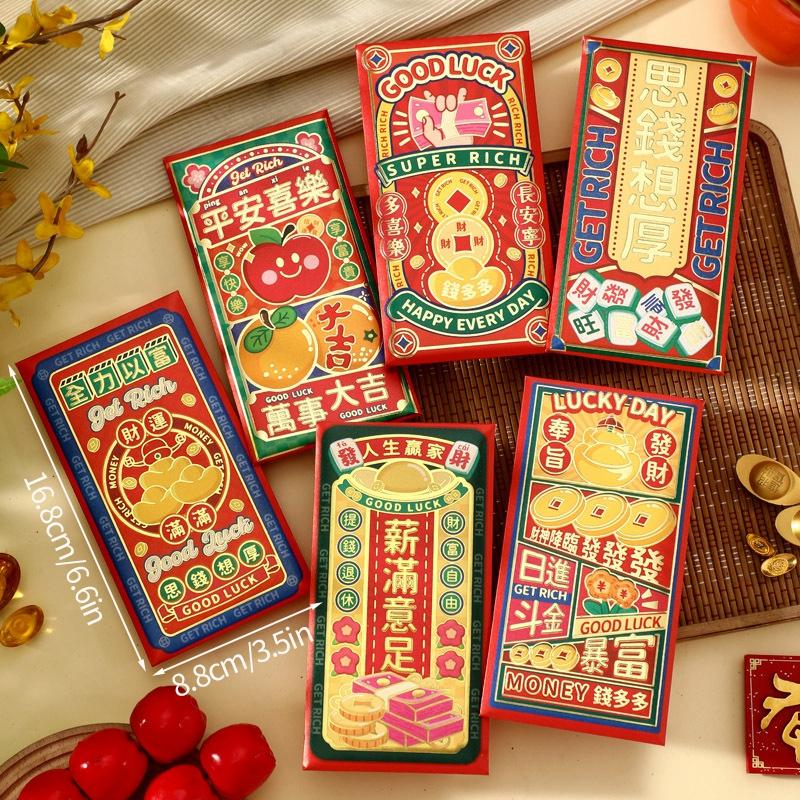 6pcs Chinese New Year Red Envelopes Cartoon Cute Snake Hongbao Spring Festival Red Packets Wedding Envelope Snake Money Packets
