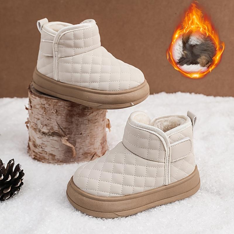 Winter Warm Boys Girls Slip Resistant EVA Snow Boots Arch Support Round Toe Soft Lining Cushioned Insole Beige Black White Gray Casual Shoes Snow
