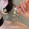 Phantom Moon Meteor~ Silver Needle Moon Star Tassel Earrings Yk Sweet Cool Spice Girl Wind Earrings Design Sense Niche Earrings