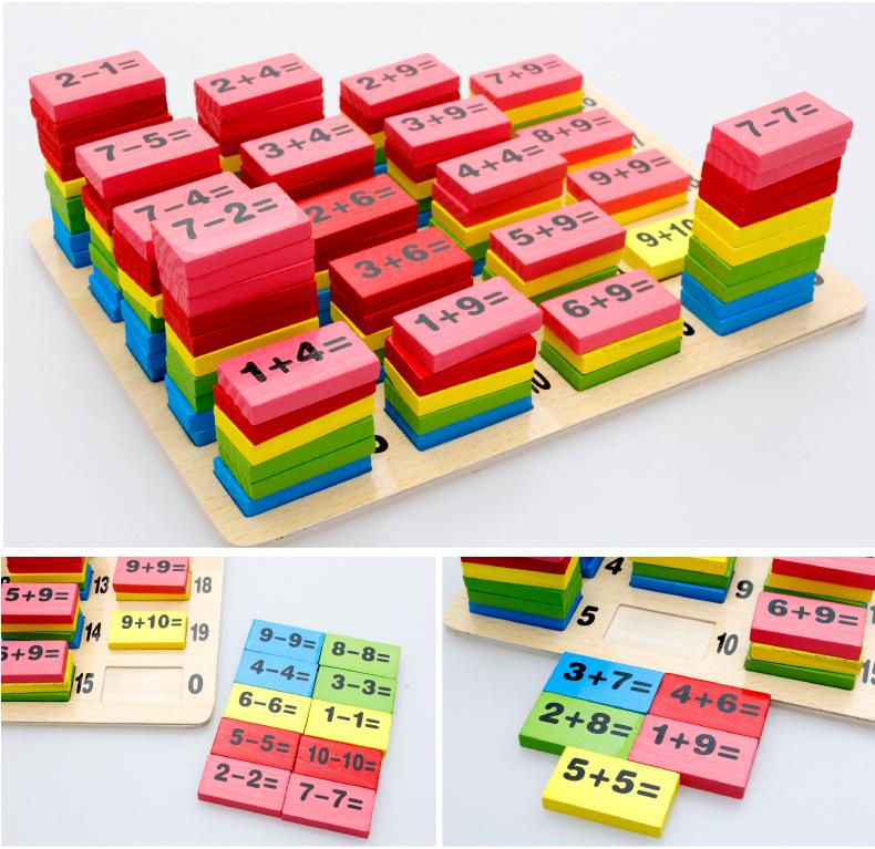 Children's Wooden Educational Marble & Dominoes Set with Number Calculation & Building Blocks
