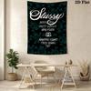 Teal Skull Pattern Tapestry, Vintage Street Brand Text Logo Collage Wall Hanging Aesthetic Decor