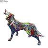 Colorful Graffiti Wolf Sculpture Desk Decoration Painted Crafts Animal Statue Ornaments Modern Home Decor Colorful Graffiti Wolf