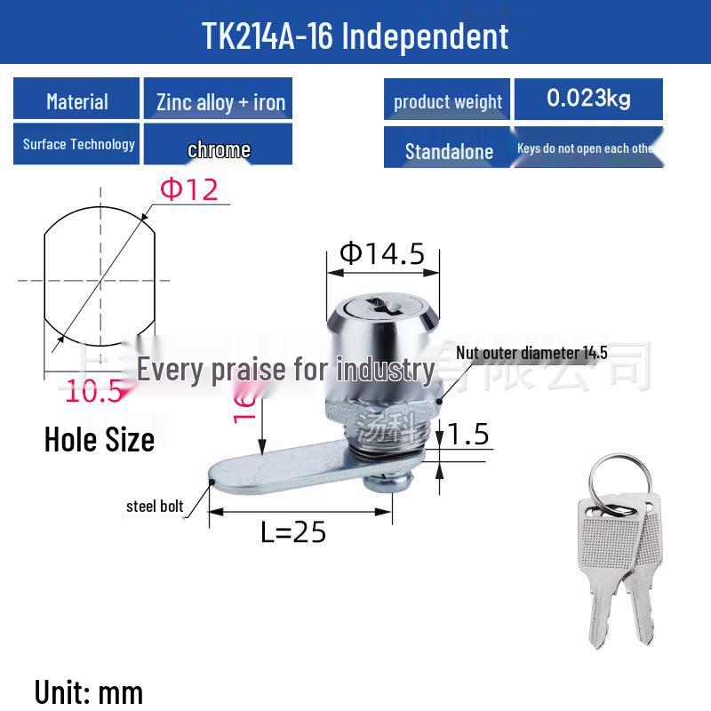 Mini Round 12mm Cam Lock for Jewelry Display, Instrument Cabinet, Light Box, or Miniature Doors