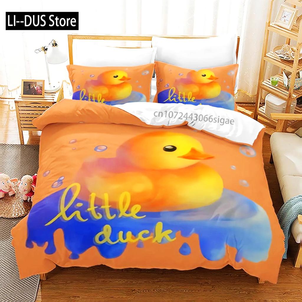 Gelbe Ente 3D-Druck Bettwäsche-Set Einzelbett Doppelbett Full Queen King Size Bettwäsche-Set für Erwachsene Kinder Schlafzimmer Bettbezug-Sets mit Kissenbezug