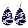 Army Green Camouflage Pu Leather Earrings Water Drop Shape Double-Sided Printing For