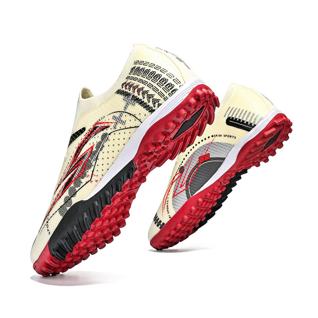 Unisex TF Turf Soccer Shoes Lightweight PU Fabric Upper Rubber Abrasion Resistant Sole Youth Daily Football Training
