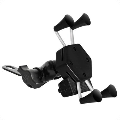 Universal Motorcycle Mobile Cellphone Smartphone Mount Holder Waterproof with USB Charger 360° Rotation IPhone Samsung GPS ATV Scooter Moped