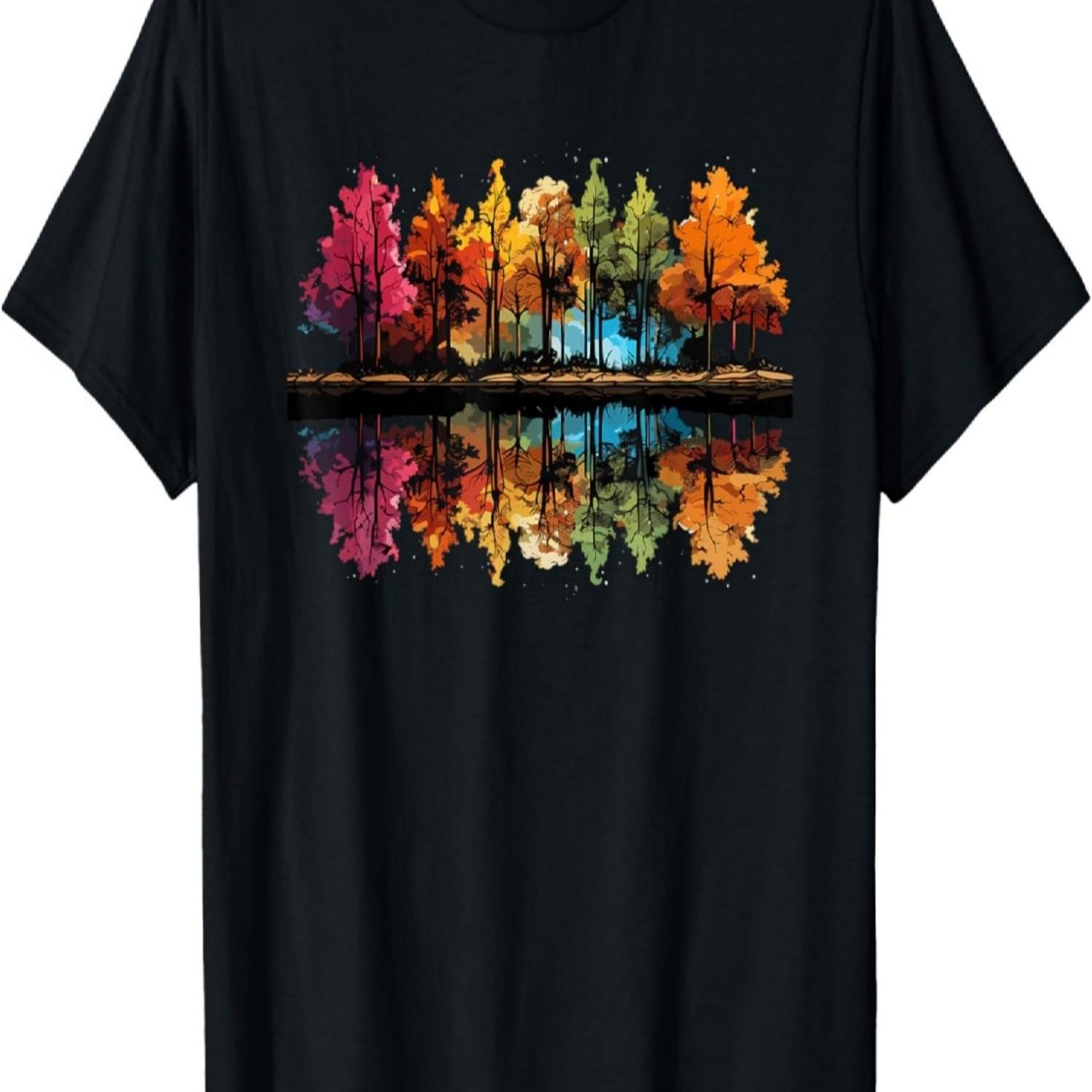 

Nature Reflection Forest Trees Outdoor Wildlife T-Shirt(14) S чёрный