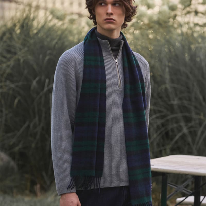 ABRAHAM MOON Merinowolle Schal 25cm - Black Watch