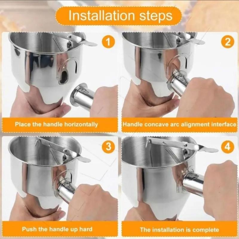 1200L Rostfreier Stahl Kegel Teigtrichter für Takoyaki Teigspender mit Abnehmbarem Ständer und Ergonomischem Griff