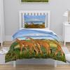 3D Animal Bedding Set - Giraffes Mountains Grassland Quilt Cover Twin/King Size, 2/3PCS Soft Polyester Bed Linen, Durable & Fade