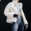 Li Ning Hot Pot Down Jacket Series Off-Season Stock Solid Color Stand Collar Loose Short Down Jacket Women outerwear Off-White AYMT298-6
