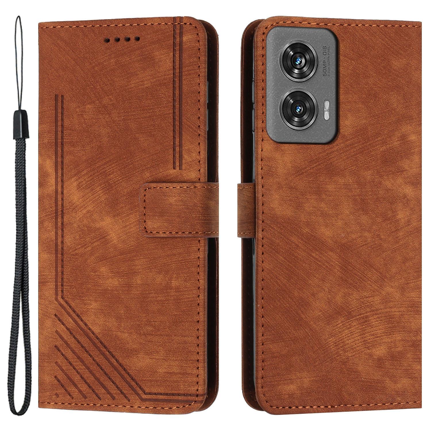 

For Motorola Edge 50 Fusion 5G Shockproof Case Imprinted PU Leather Wallet Cell Phone Shell Brown
