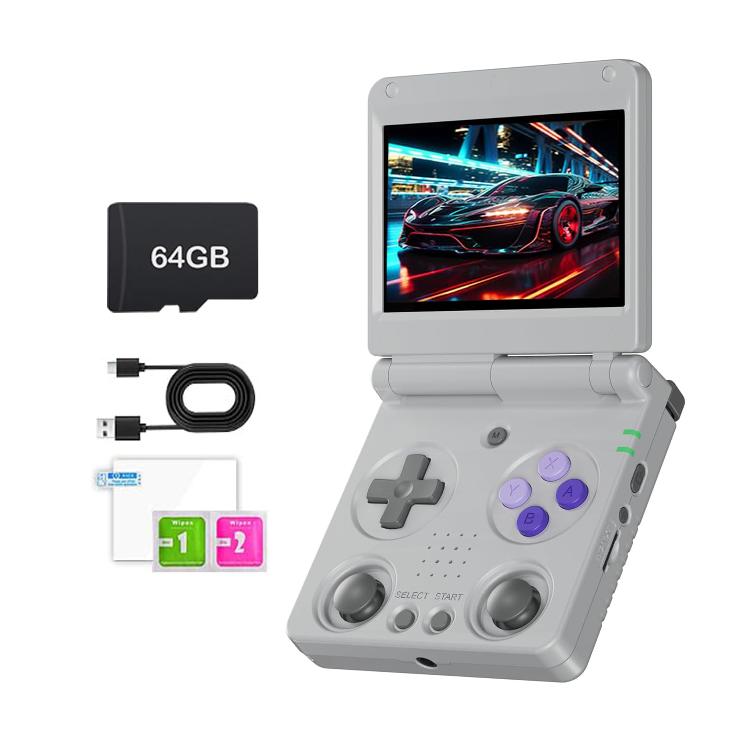 

Anbernic RG34XXSP Flip Portable Game Foldable Retro Game Console with Linux Japanese Language Dual 3300mAh Gray Console, System, 3.4-inch Screen,