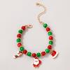 Christmas Bell Beaded Bracelet With Santa Claus Charm For Holiday Gift Giving