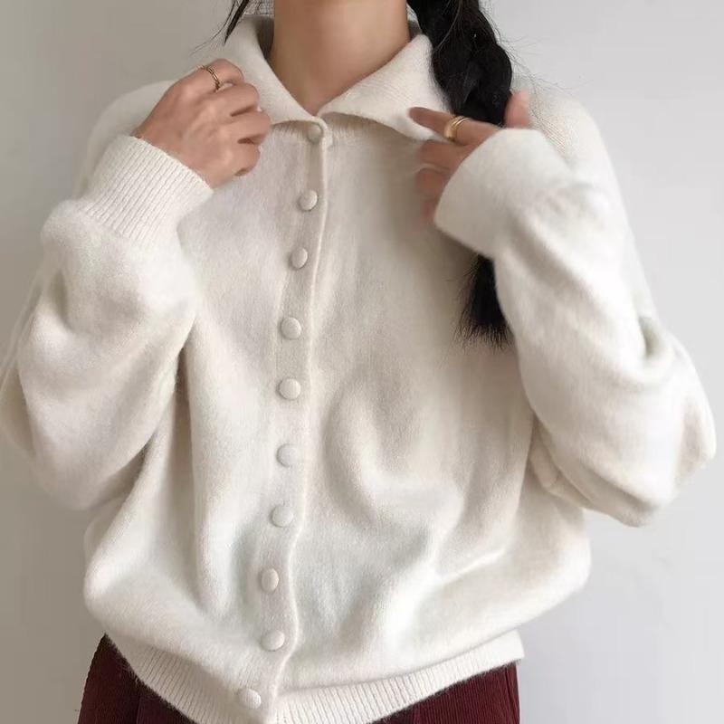 Autumn Winter Turtleneck Knitted Cardigan Women's Sweater Fashion Elegant Loose Long Sleeve Jackets New Retro Korean Style Office Casual Simple Coats
