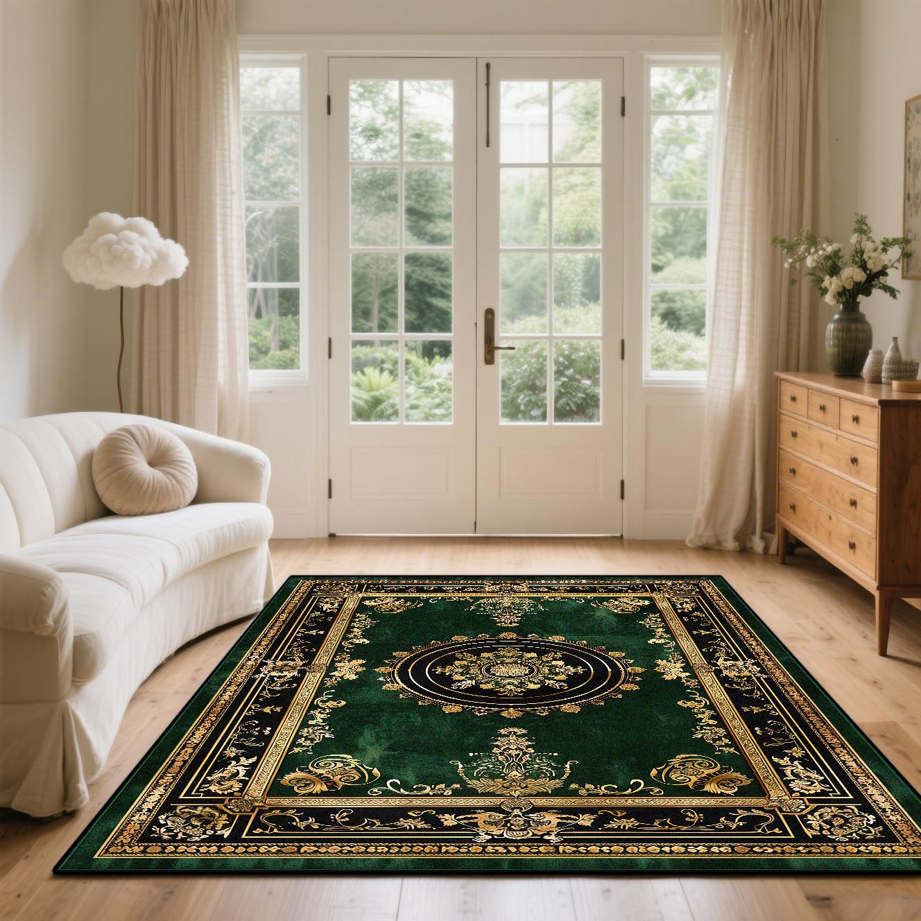 

European Style Luxury Carpets Living Room Home Decoration Fluffy Soft Washable Large Rugs Bedroom Cloakroom Non-slip Mat 60*90cm