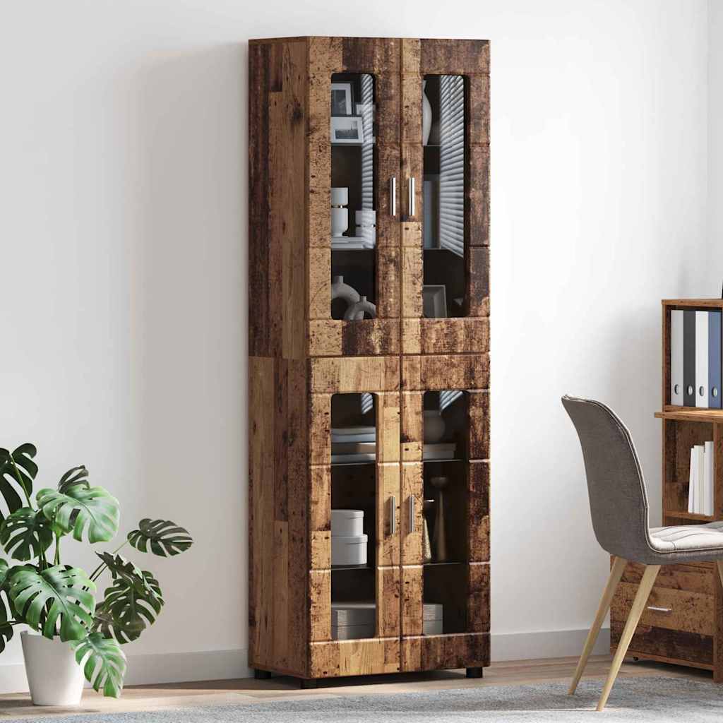 FLORIN Highboard with Doors Reclaimed Wood Look 60 x 35 x 182 cm Particleboard