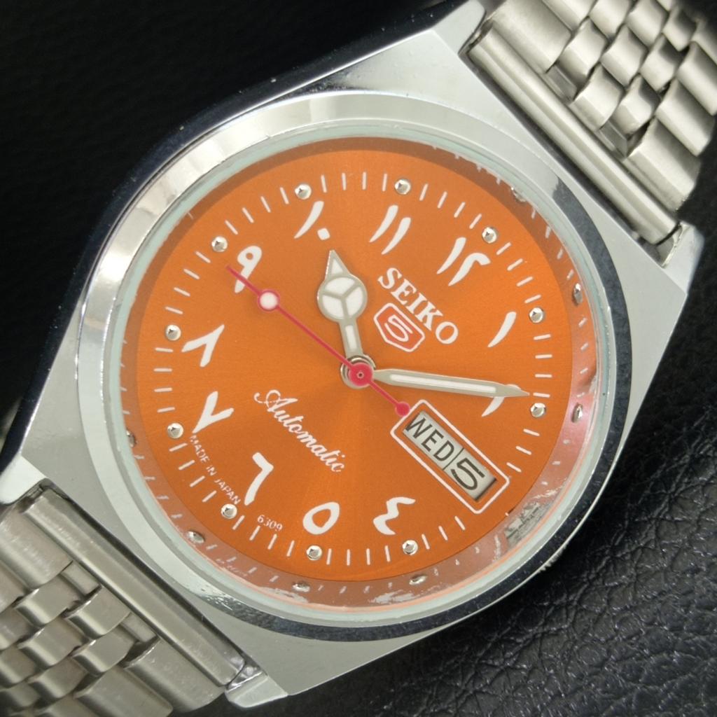 

AUTOMATIC VINTAGE REFURBISHED SEIKO 5 6309A JAPAN MENS ORANGE WATCH a442568-1