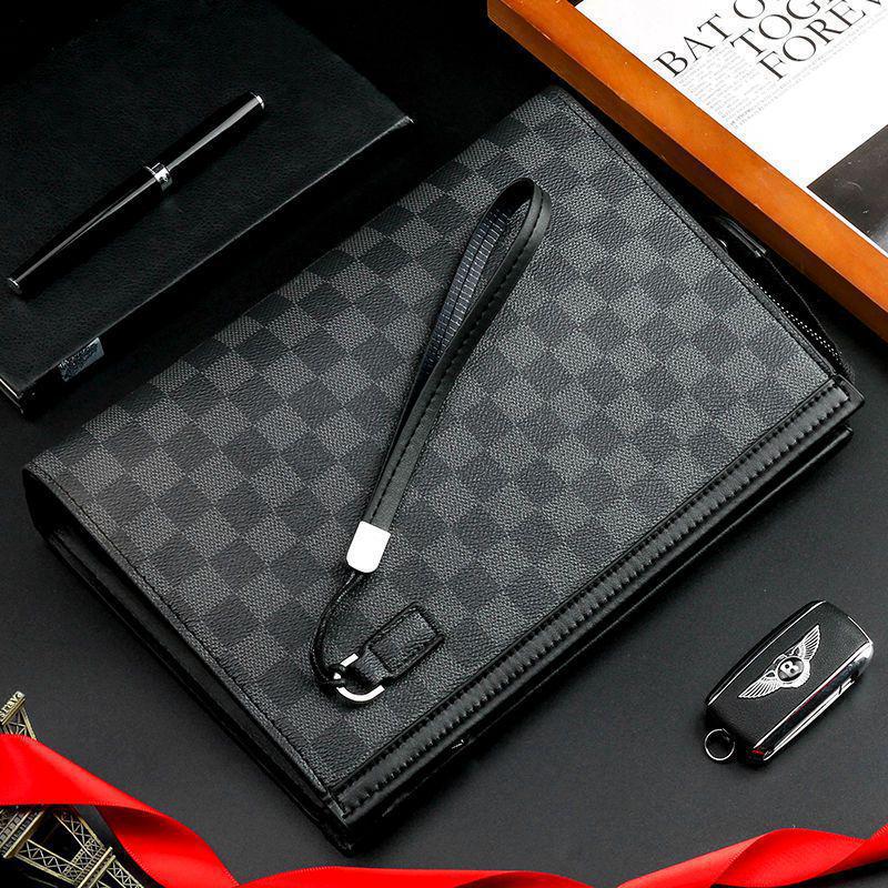 2025 Clutch de Negocios y Neceser para Hombre con Estampado de Cuadros