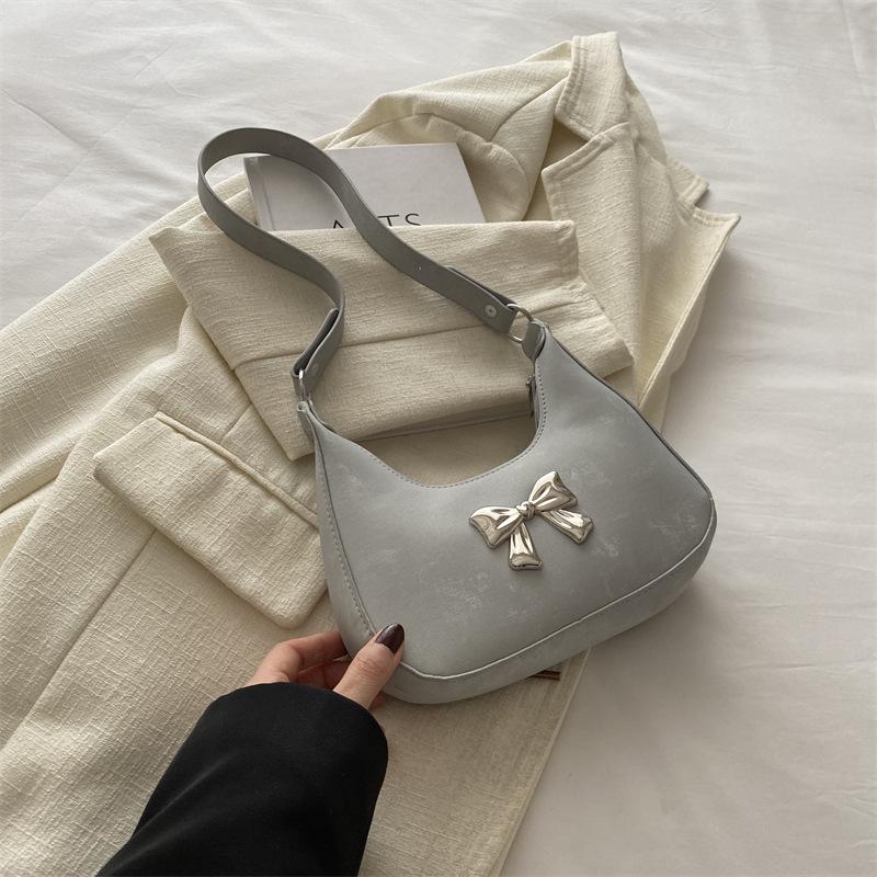 Women's Temperament Bow Shoulder Bag Women's 2025 Spring New Versatile Ins Underarm Bag Dumpling Bag Women's Bag