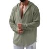 Men's Casual Linen Long Sleeve Hooded Cardigan