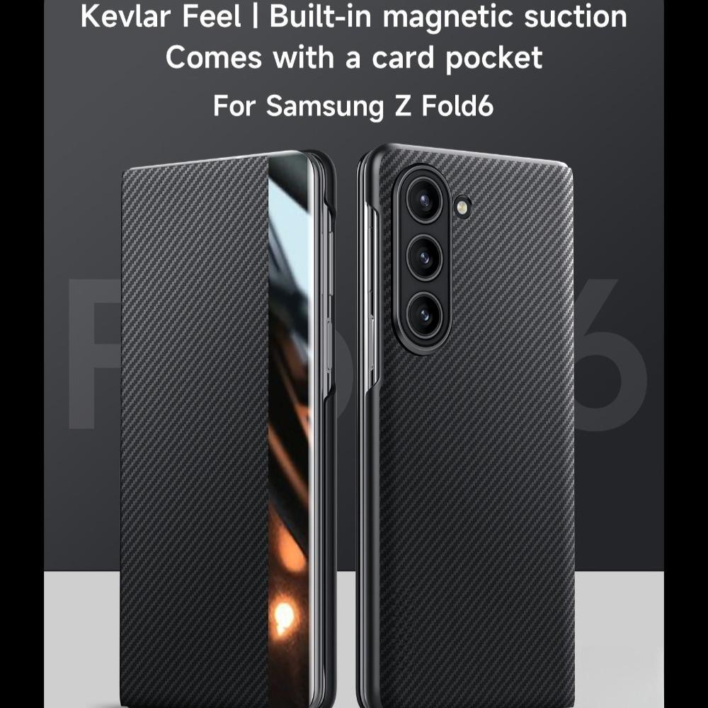 

ZFold7 Flip Phone Case New High-end Design with Kevlar Pattern Magnetic Suction Screen Suitable for Fold6 Phone Case Z fold6
