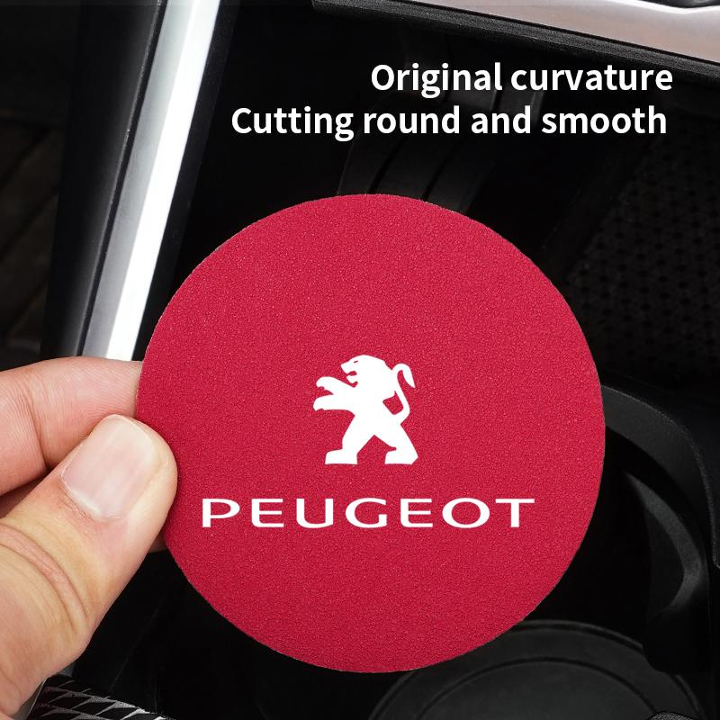 1Pcs Car Accessories Water Cup Mat Leather Silent Coaster For Peugeot 408 4008 308 3008 Rifter 5008 508 2008 208 301 RCZ 407 108