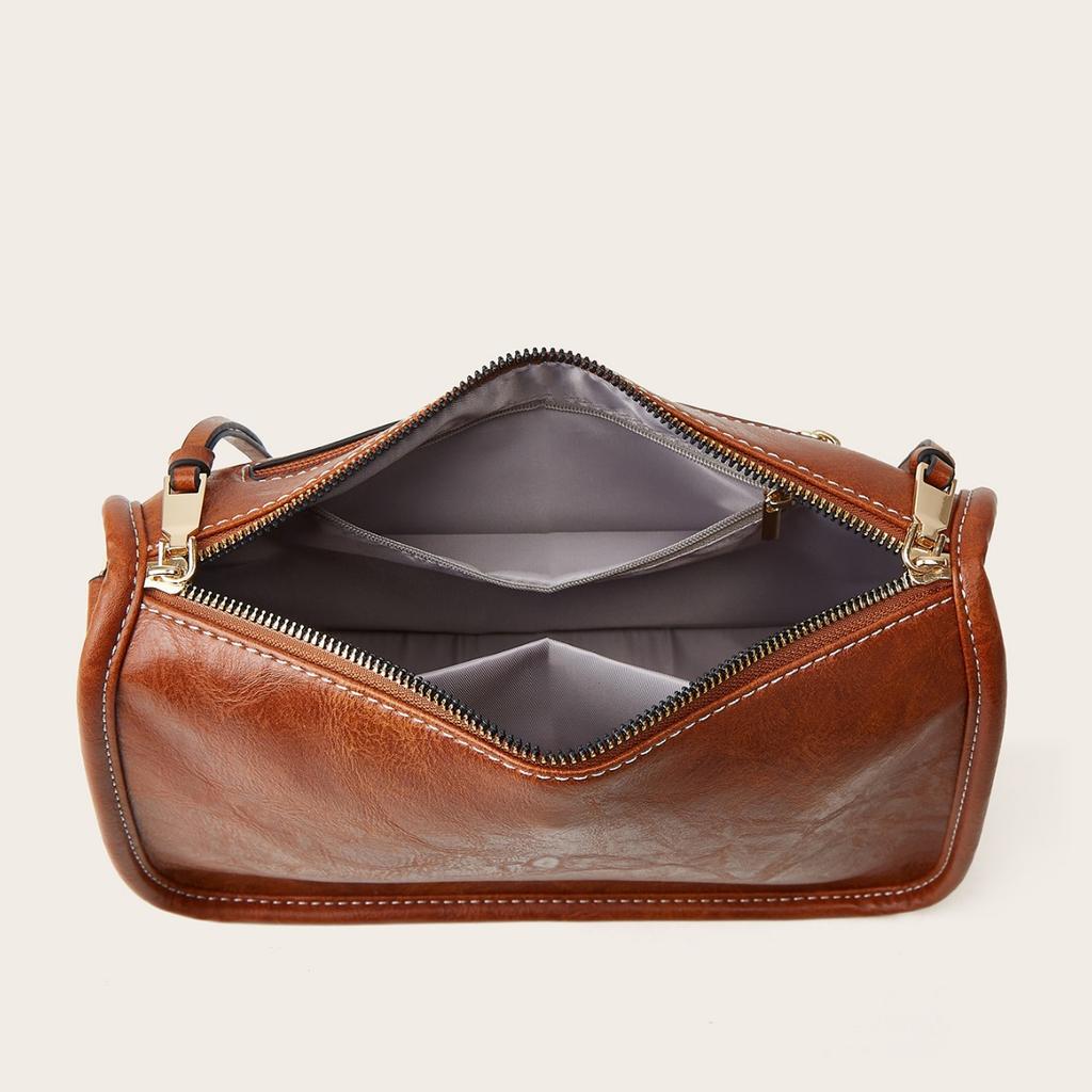 Retro PU Shoulder Bag for Women Solid Color European and American Fashion Bohemian Wide Shoulder Strap Crossbody