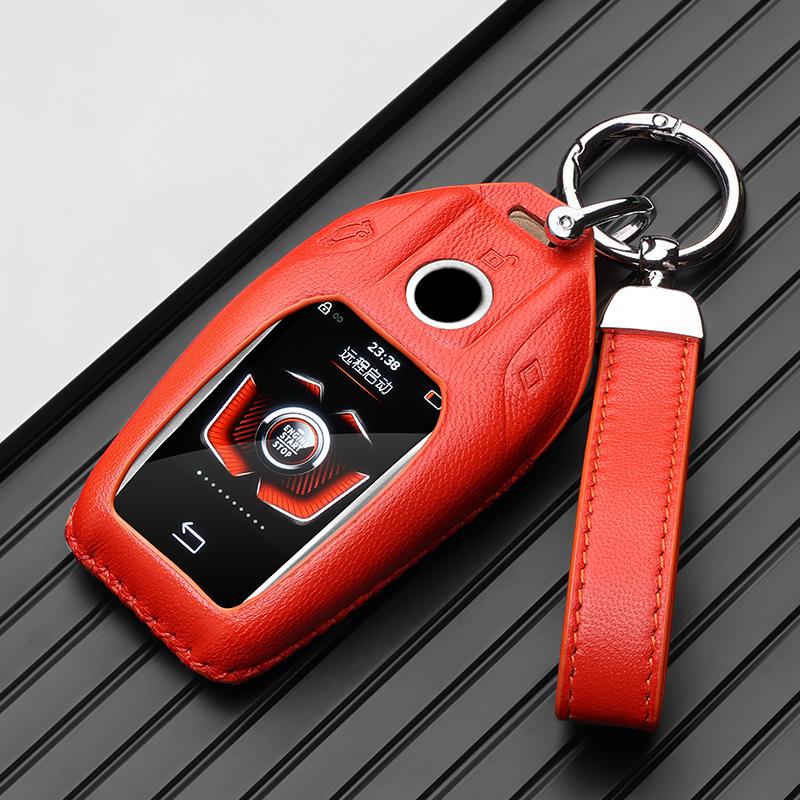 Leather Car Key Case LCD Smart Remote Cover LED Display Shell Fob for BMW G11 G12 G30 G31 G01 G02 5 7 Series X5 X7 M5 M8 M760Li