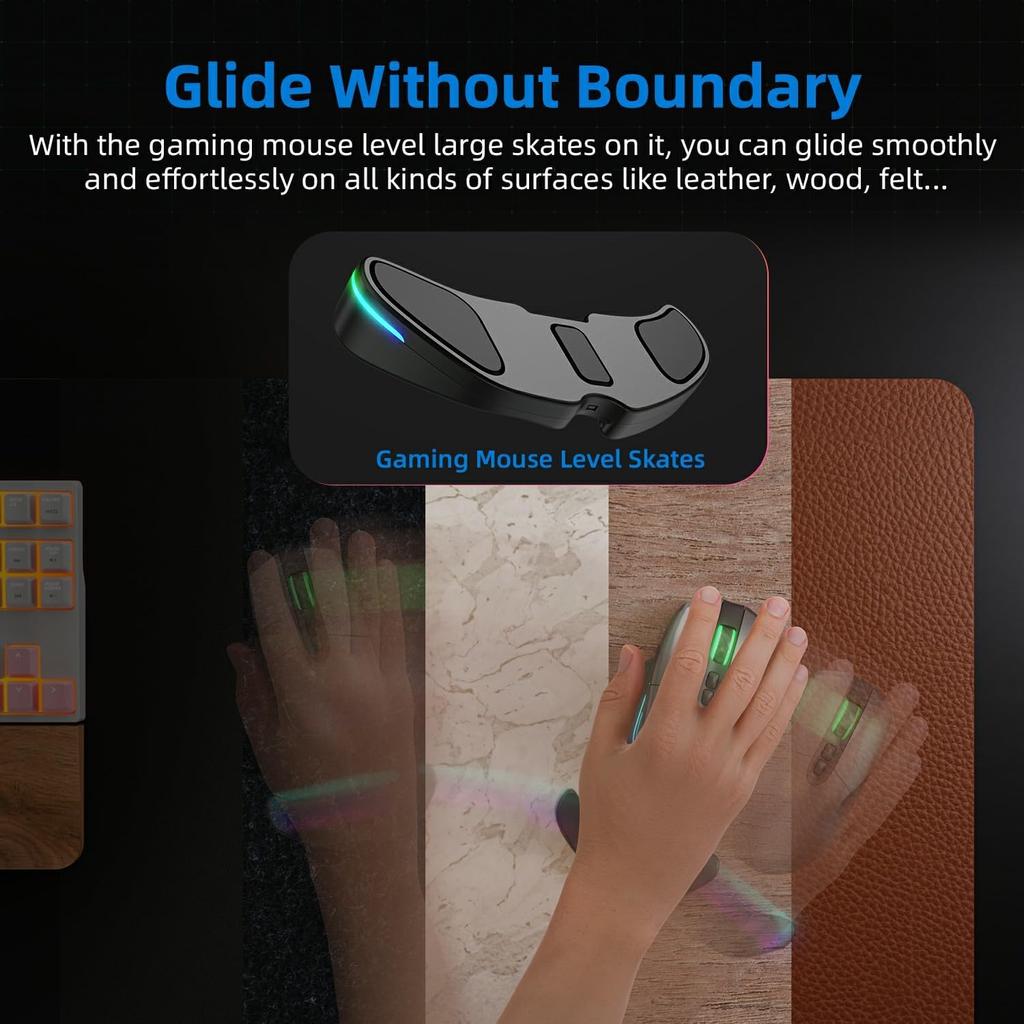 HornsX1 Right-Handed RGB Ergonomic Gliding Palm Rest for Mouse, Wrist Rest Pad, 3 RGB Lighting Modes, Reduce Wrist Pain, Anti-Fatigue, for