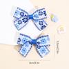 Cobalt Blue Floral Hair Clips Porcelain Color Flower Embroidery Bow Hair Brooches For Girls Children's Hairdressing Accessories