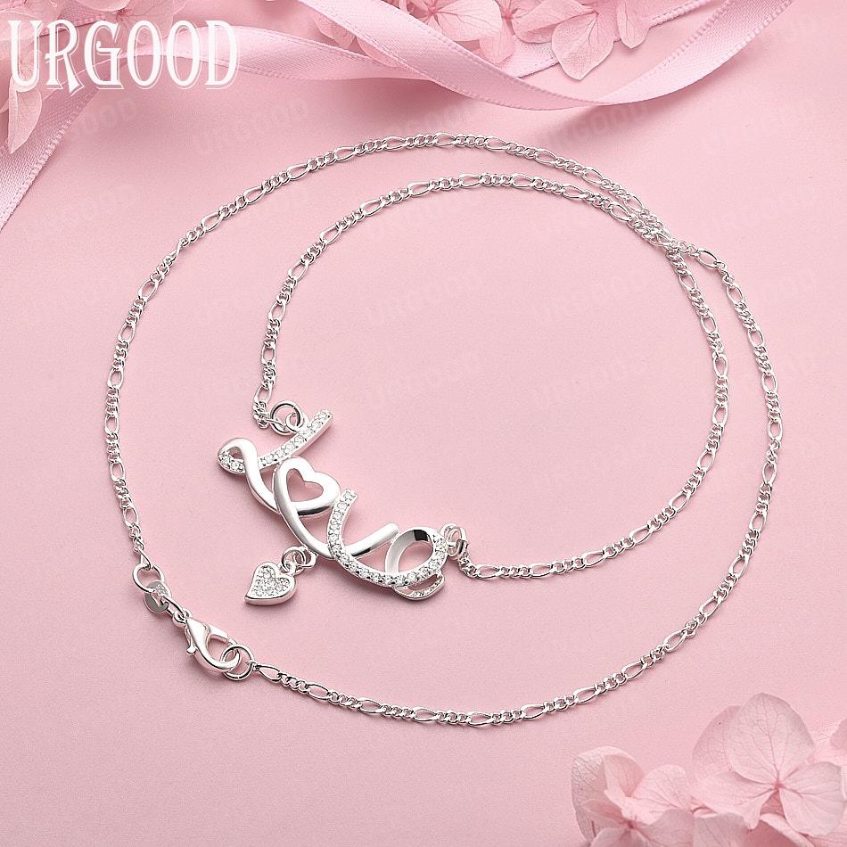 

925 Sterling Silver Wedding Jewelry 18 Inch Heart Necklace 45cm