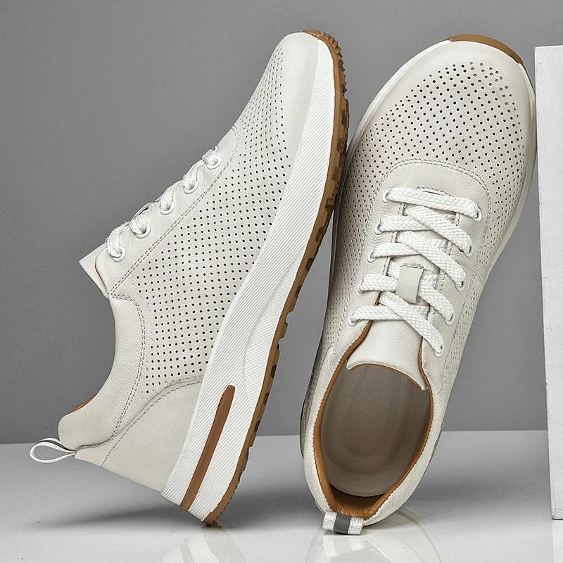 Fashion New Genuine Leather Casual Shoes for Men Lace-up Sneakers Male Skateboard Footwear Man Breathable Sports Shoes Trainers