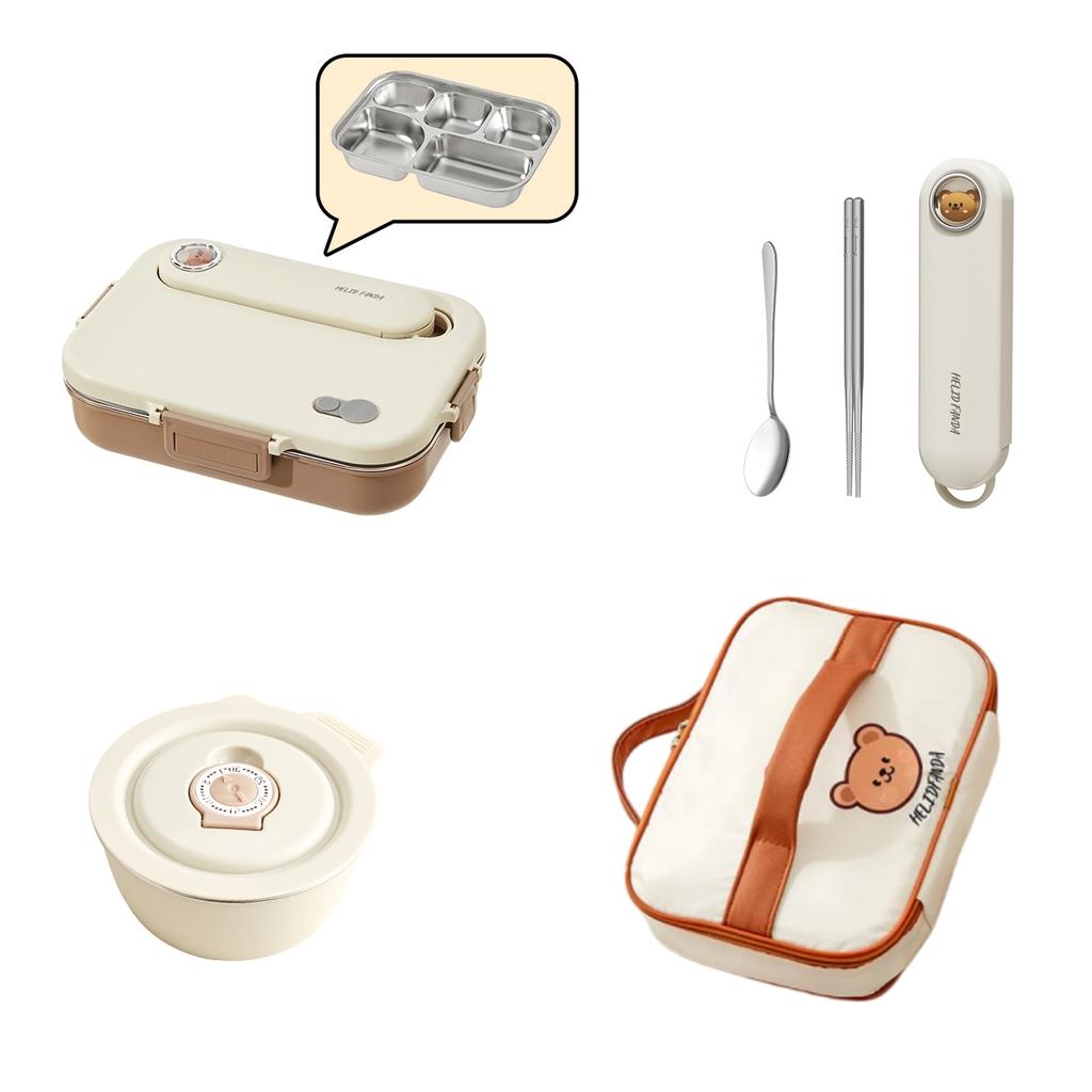 WORTHBUY Microwave 304 Stainless Steel Bento Lunch Box For Student 1500Ml Detachable Large Capacity Sealed Food Container Set