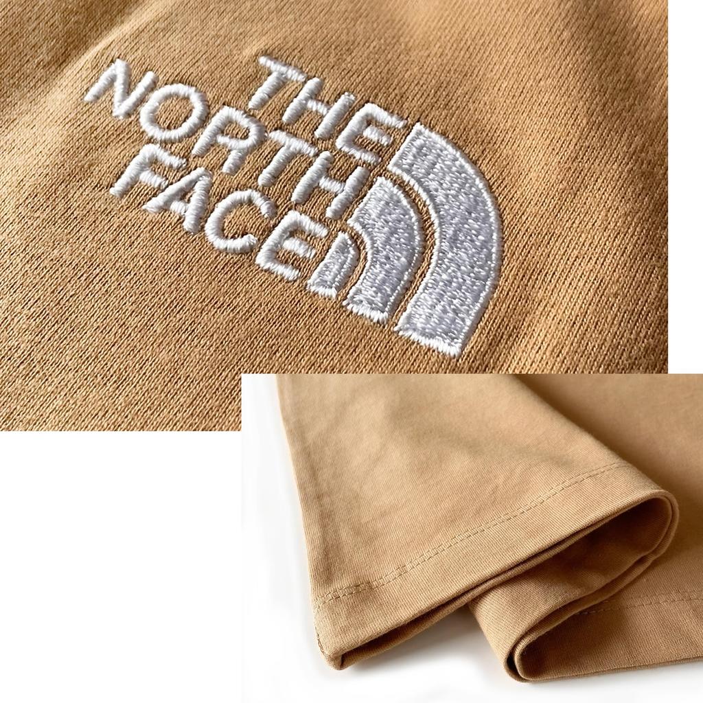 The North Face Женская футболка оверсайз с коротким рукавом, миндального цвета, размер M, с вышивкой, простой дизайн, логотип,