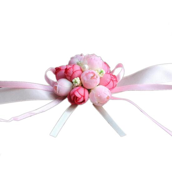 

Весільний браслет із імітацією перлин на зап’ясті та рукі подружок нареченої рожевий