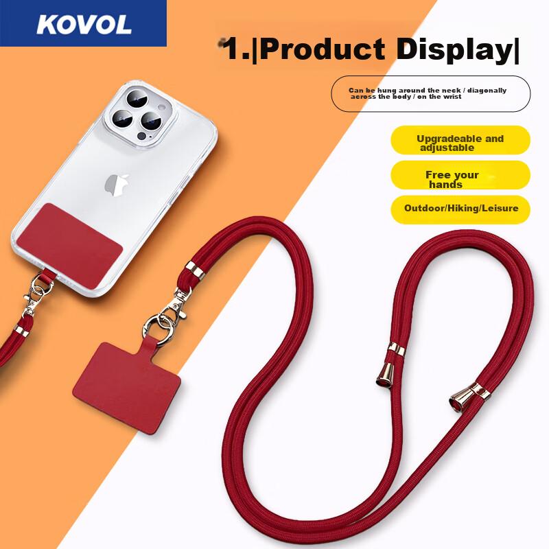 Phone Lanyard, Neck Strap, Crossbody, Adjustable Length, Retractable, Anti-Loss Wrist Strap, Long Style, Suitable for Apple, Huawei, Android