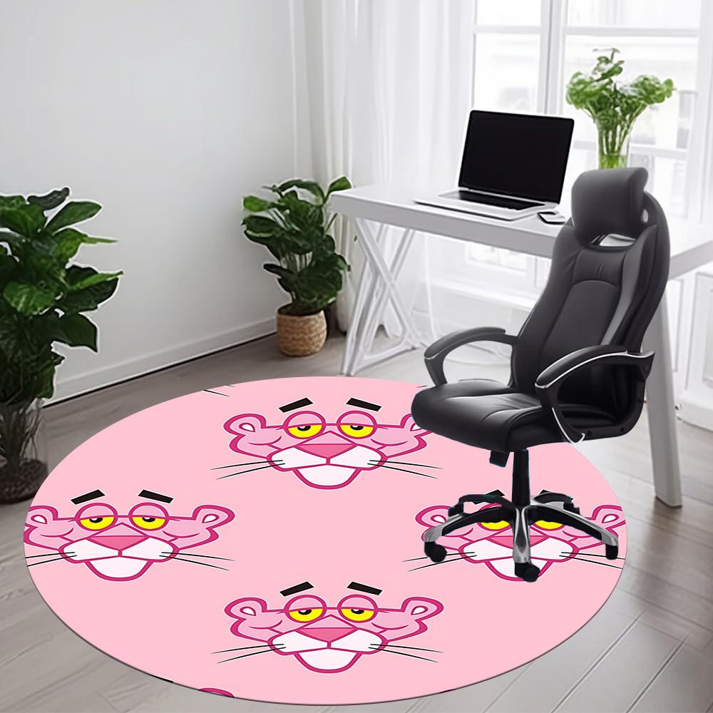 Pink Panther Pattern Office Round Area Rug, Indoor Mat Suitable For Office, Under Office Chairs Bedroom Living Room Home Decor, DT1212074