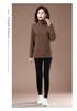 Women's Plush Striped High-Neck Base Layer Top - Long Sleeve, Plus Size, for Autumn/Winter, Middle-Aged Mom, Thick Velvet Inner Layer.