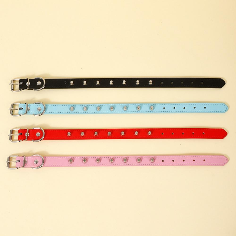 Punk Rivet Pet Collar Explosive Domineering Metal Buckle Adjustable Cat and Dog Universal Neck Cover Leather Collar