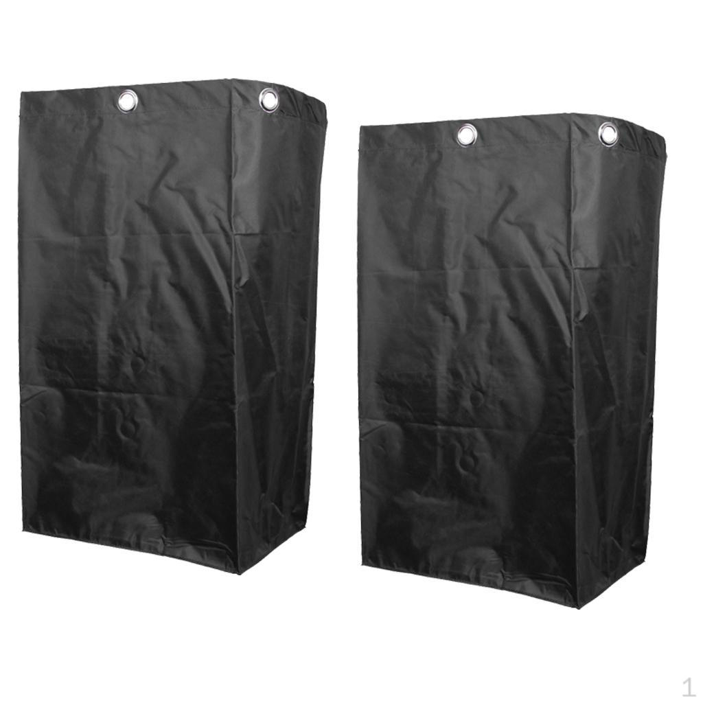 

2 Pieces Black Oxford Waterproof Janitorial Cleaning Trolley Replacement Bags