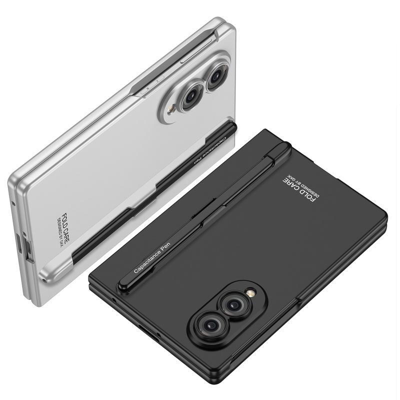 With Pen Holder and Pen Phone Case for Samsung Galaxy Z Fold 8 Wide 5G Built-in Screen Protector Skin Feel Hard Acrylic PC Cover