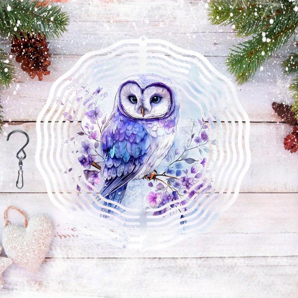 Colorful 2D Owl Wind Spinner Metal Garden Decor with Floral Design for Outdoor Patio Yard Decoration No Electricity Needed Durable Gift