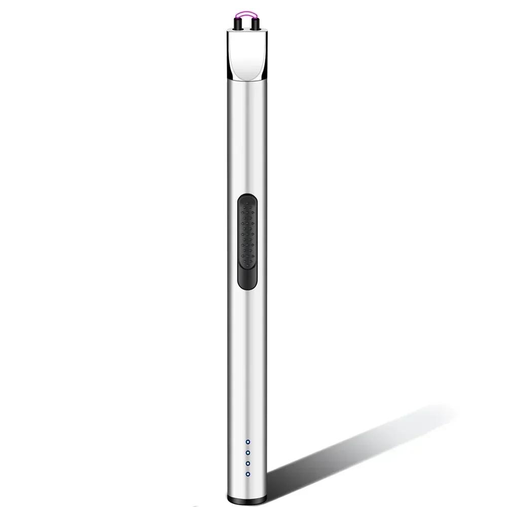 2024 Mini Power Display Electric Pulse Flameless Arc Lighter USB Rechargeable Candle Kitchen Gas Stove Ignition Gun Gift Box