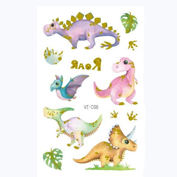 

Наклейки с татуировками динозавров, мультяшные бронзовые поддельные временные татуировки, наклейки для детей, для мальчиков и девочек, лица, рук, боди-арта, наклейки, игрушки