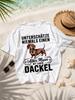 Vintage Dackel GerUnisex Spruch T-Shirt mit Hundepfotenabdruck Haustierliebhaber lässiges kurzärmeliges Damen Streetstyle T-Shirt