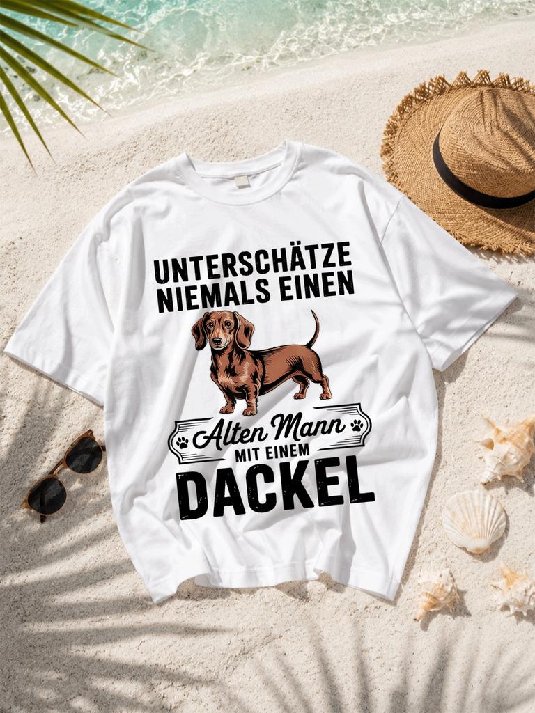 Vintage Dackel GerUnisex Spruch T-Shirt mit Hundepfotenabdruck Haustierliebhaber lässiges kurzärmeliges Damen Streetstyle T-Shirt