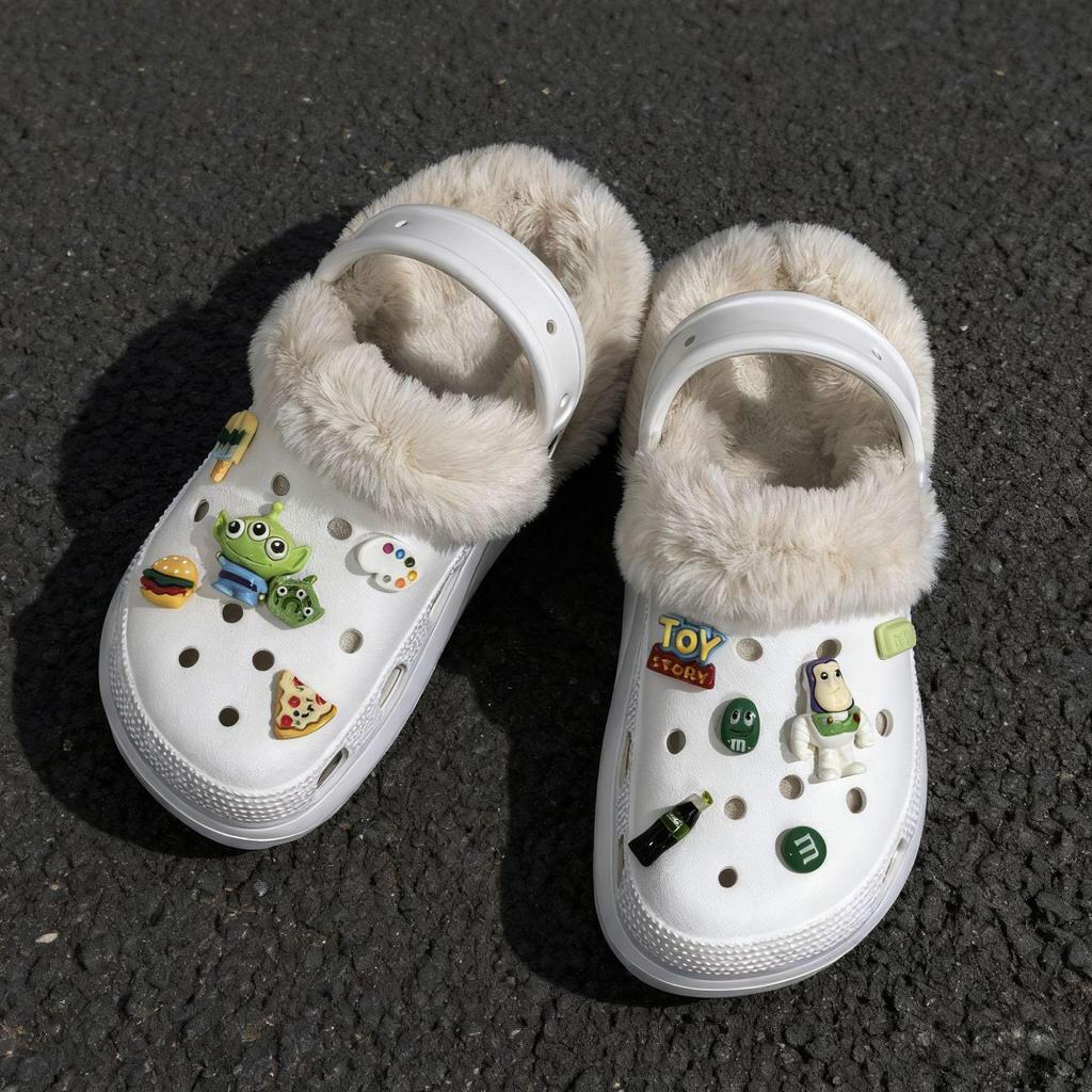 2025 Winter Plus Velvet Cotton Slippers, Outdoor Closed-Toe, 5cm Height Boost